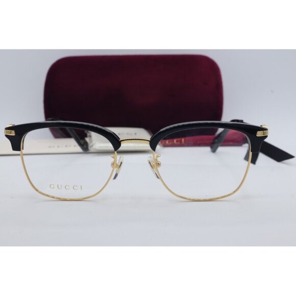 Gucci GG 1606OK 002 Rectangle Black/Gold Eyeglasses Clear Lenses 52mm - Picture 2 of 8
